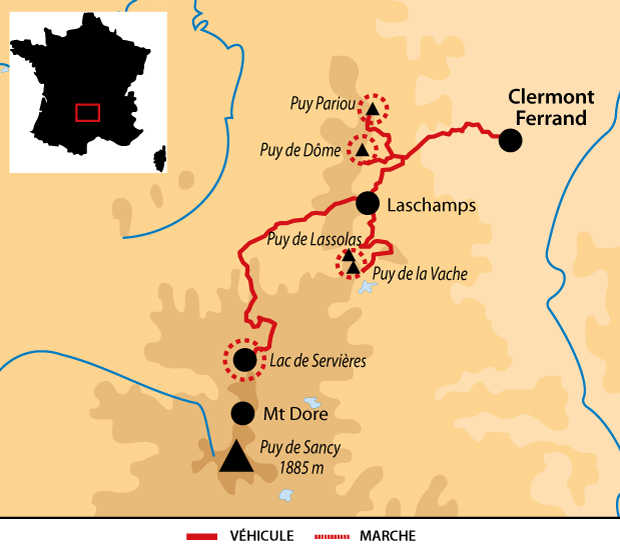 Itinéraire Randonnées entre lacs et volcans d'Auvergne