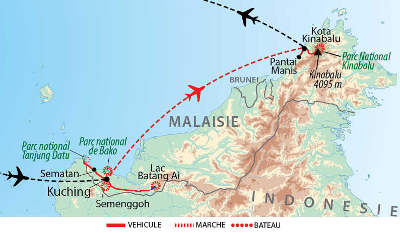 Itinéraire de Sarawak à Sabah