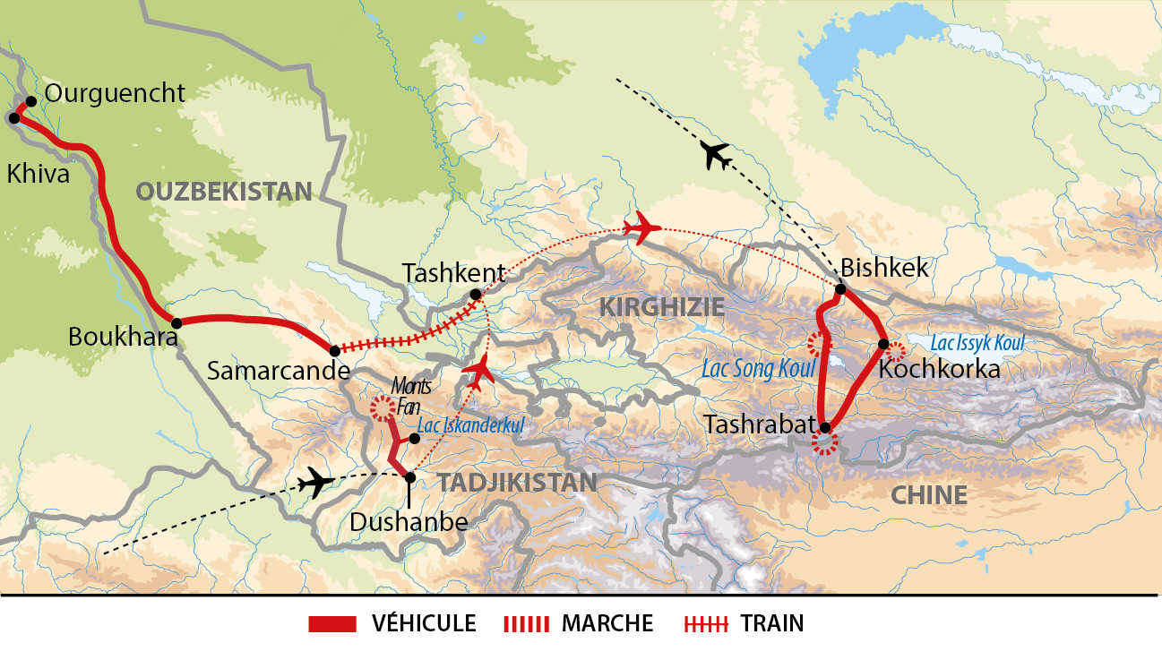 Itinéraire Trilogie d'Asie centrale sur la Route de la soie
