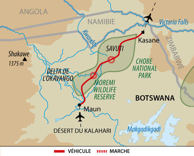 carte circuit botswana huwans qbomaka