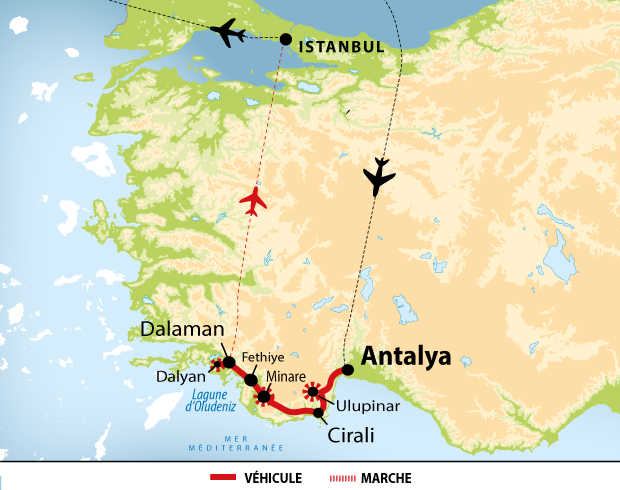 carte circuit en turquie Sur les chemins de la côte Lycienne TCLY 8
