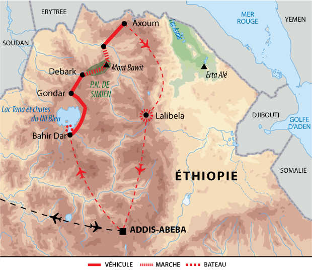 Itinéraire Grande traversée du Simien et Abyssinie