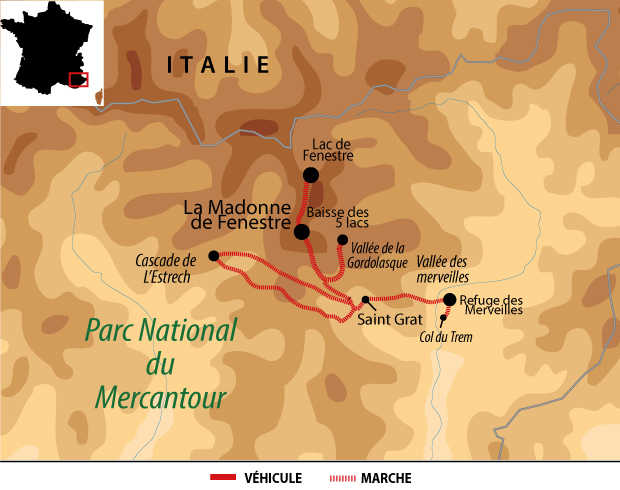 carte circuit liberté  dans les alpes parc national du mercantour FMERLIB1