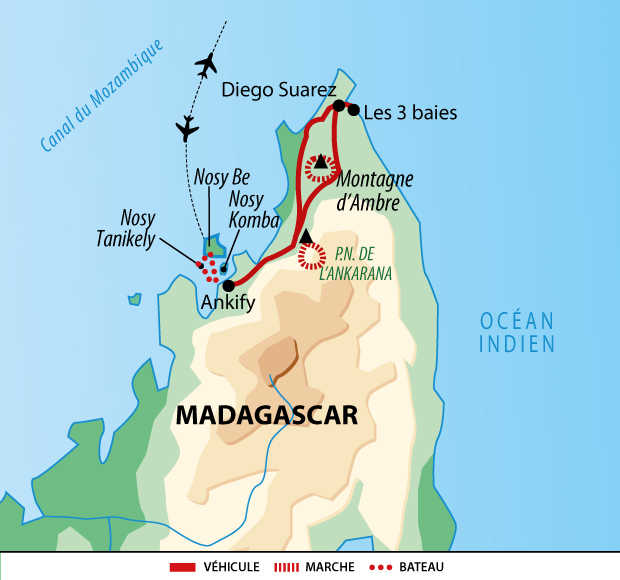 Carte circuit nord Madagascar qmabatn