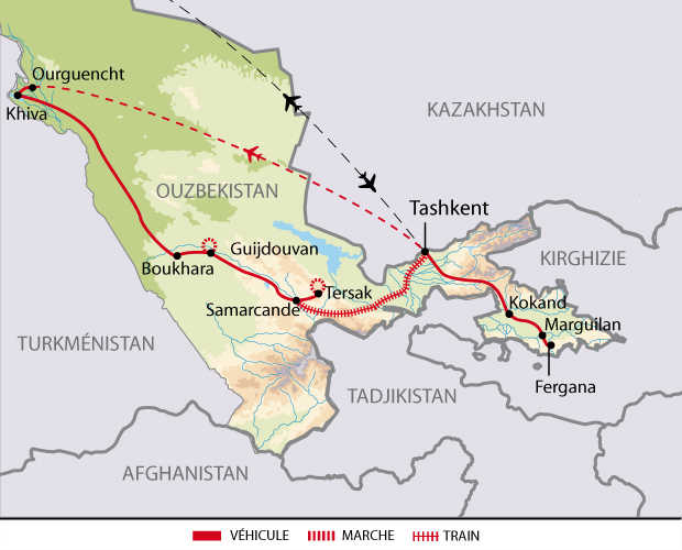 carte circuit ouzbekistan aouzfer huwans