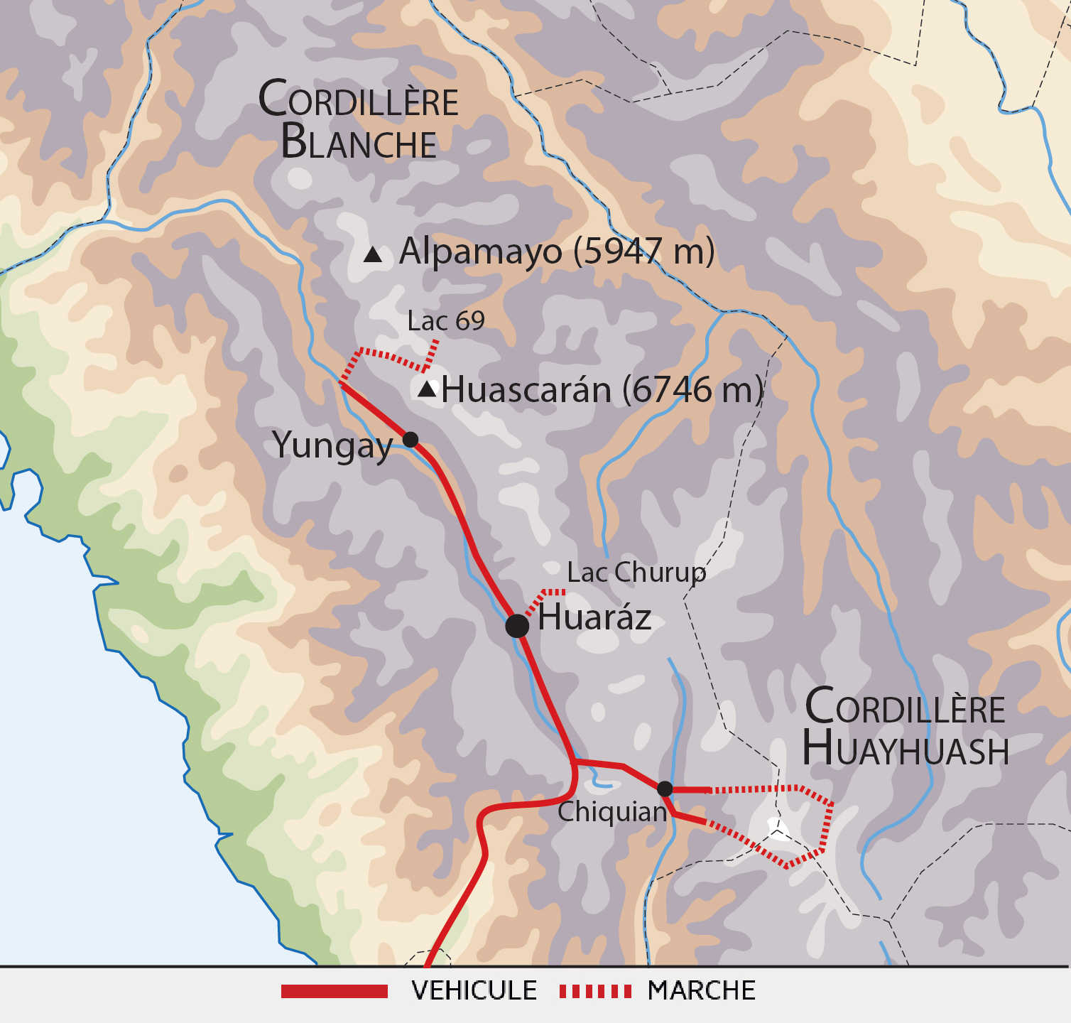 Carte circuit Tour Huayhuash au Pérou