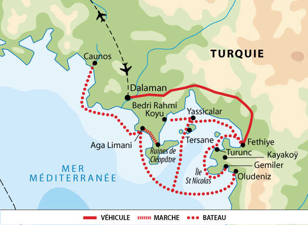 Itinéraire Caïque et rand'eau turquoise en Lycie