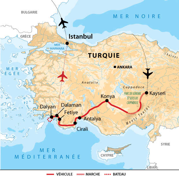 Itinéraire Cappadoce, Taurus, Lycie et Istanbul