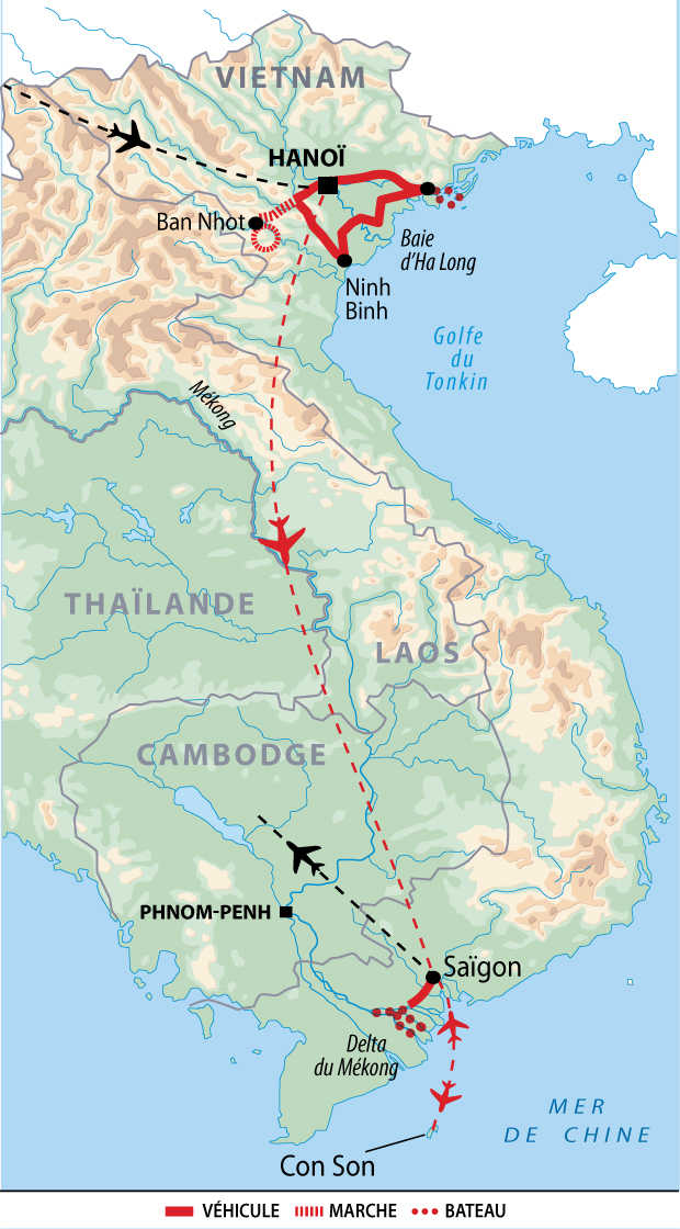 Itinéraire Le Vietnam du nord au sud et détente sur l'île de Côn Son