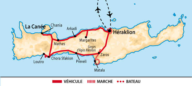 carte Crète de l'ouest et centre