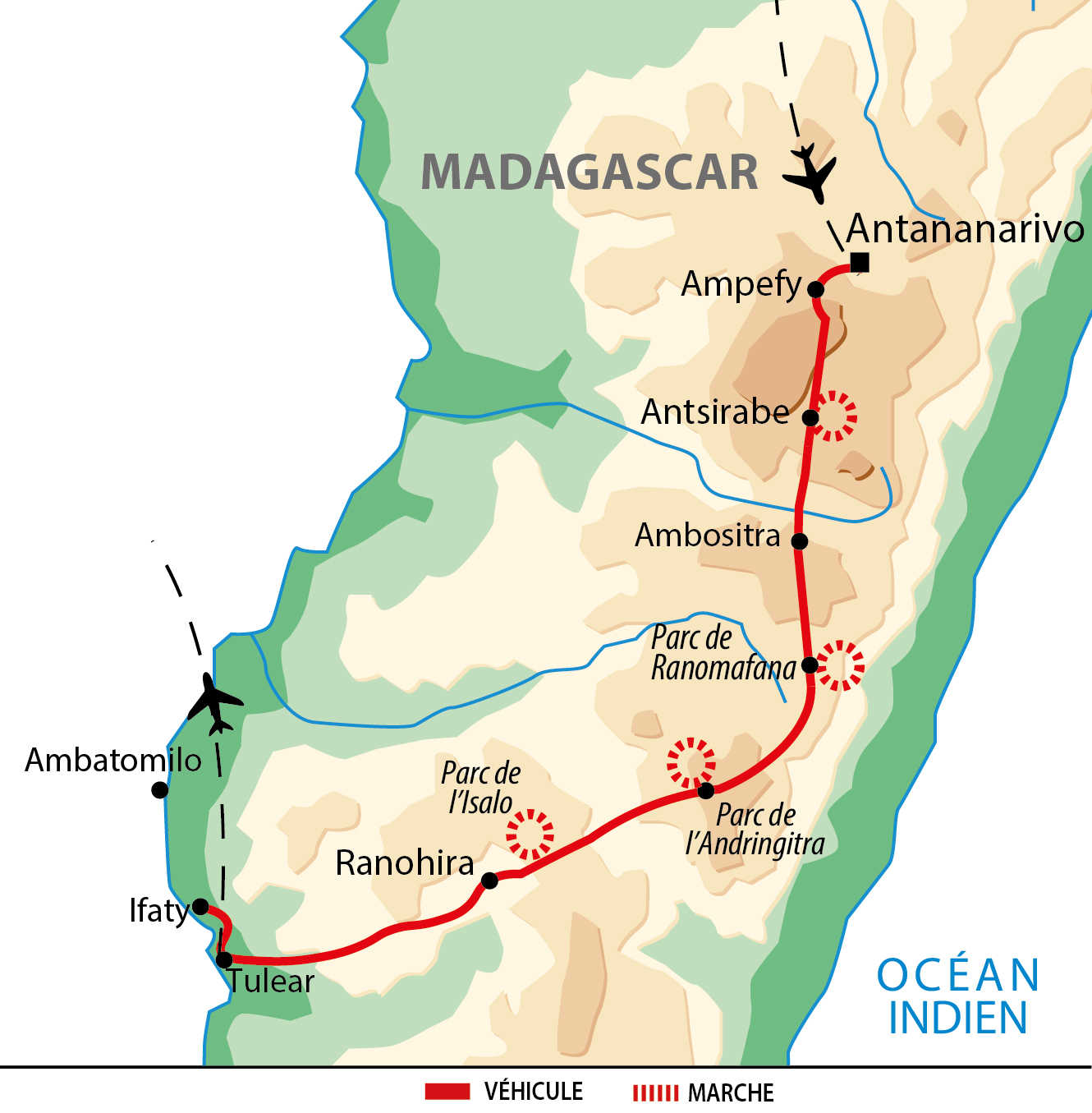 Carte de circuit dans le sud de Madagascar