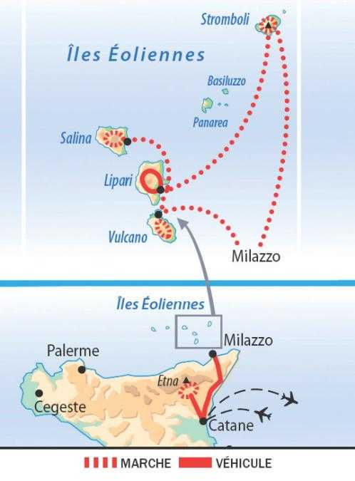 Carte de la Sicile et des Iles éoliennes