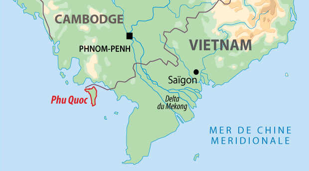 Carte de l'extension balnéaire sur l'île de Phu Quoc au Vietnam