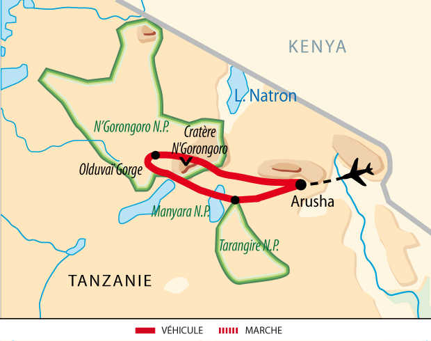 Carte de Safari, le meilleur du nord tanzanien