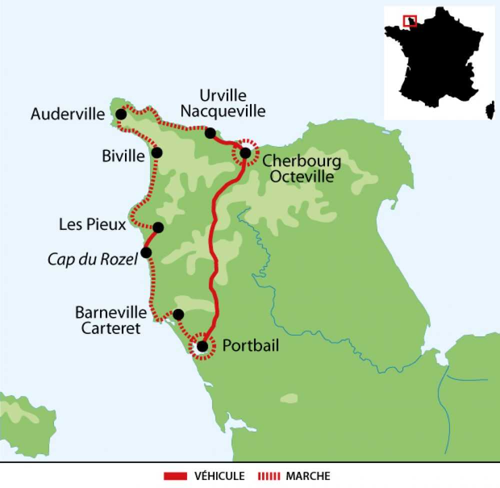 Carte de voyage en Normandie