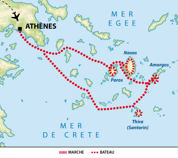 Itinéraire Paros, Naxos, Amorgos, Santorin, kaléïdoscope des Cyclades