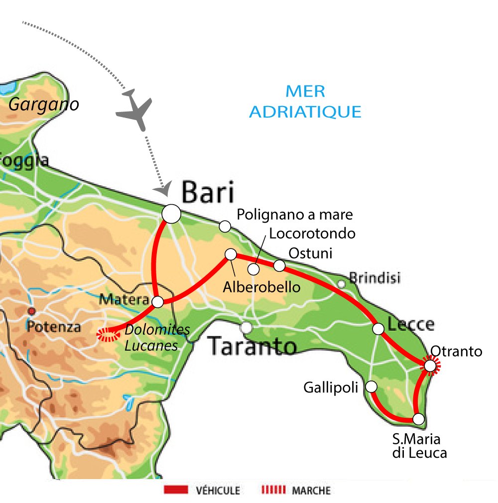 Carte des Pouilles en Italie