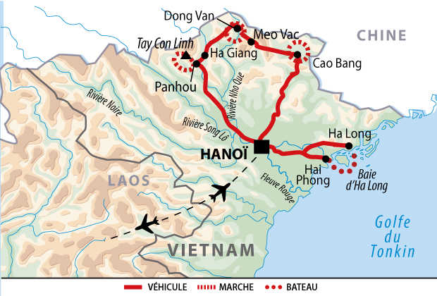 Carte du circuit AVIRANDO au Vietnam