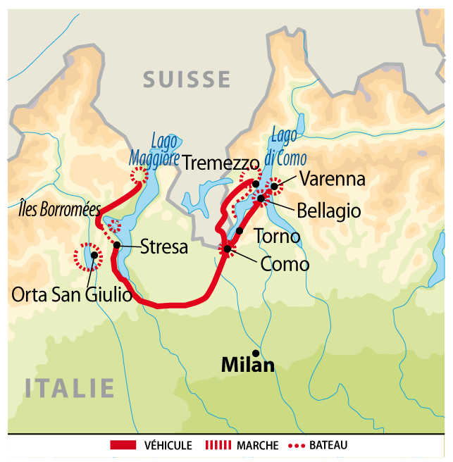 Itinéraire les grands lacs italiens orta majeur et come
