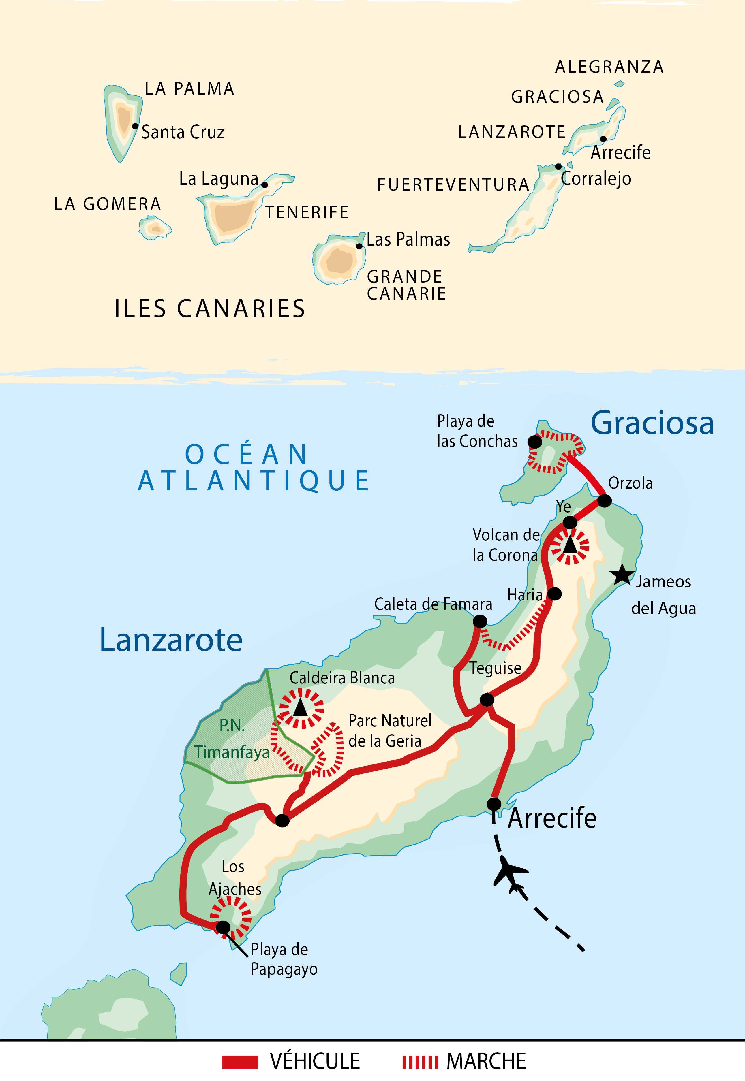 Carte du circuit Rando Liberté à Lanzarote aux Canaries