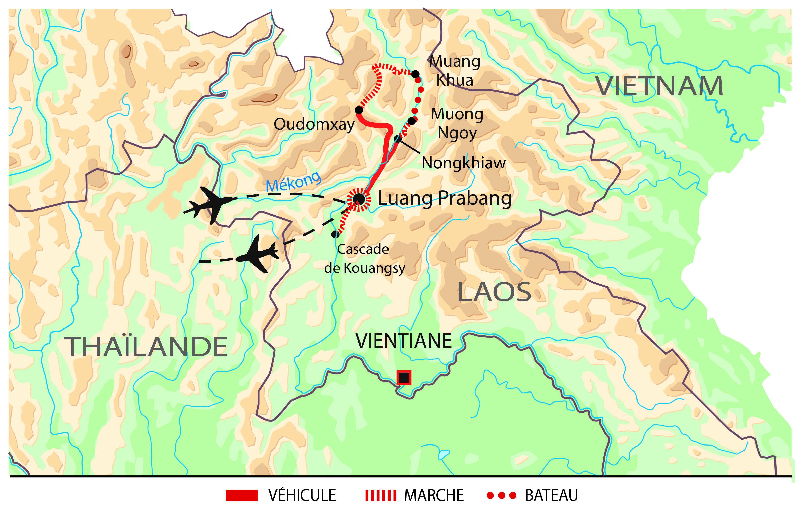 carte du voyage au Laos ALATREK