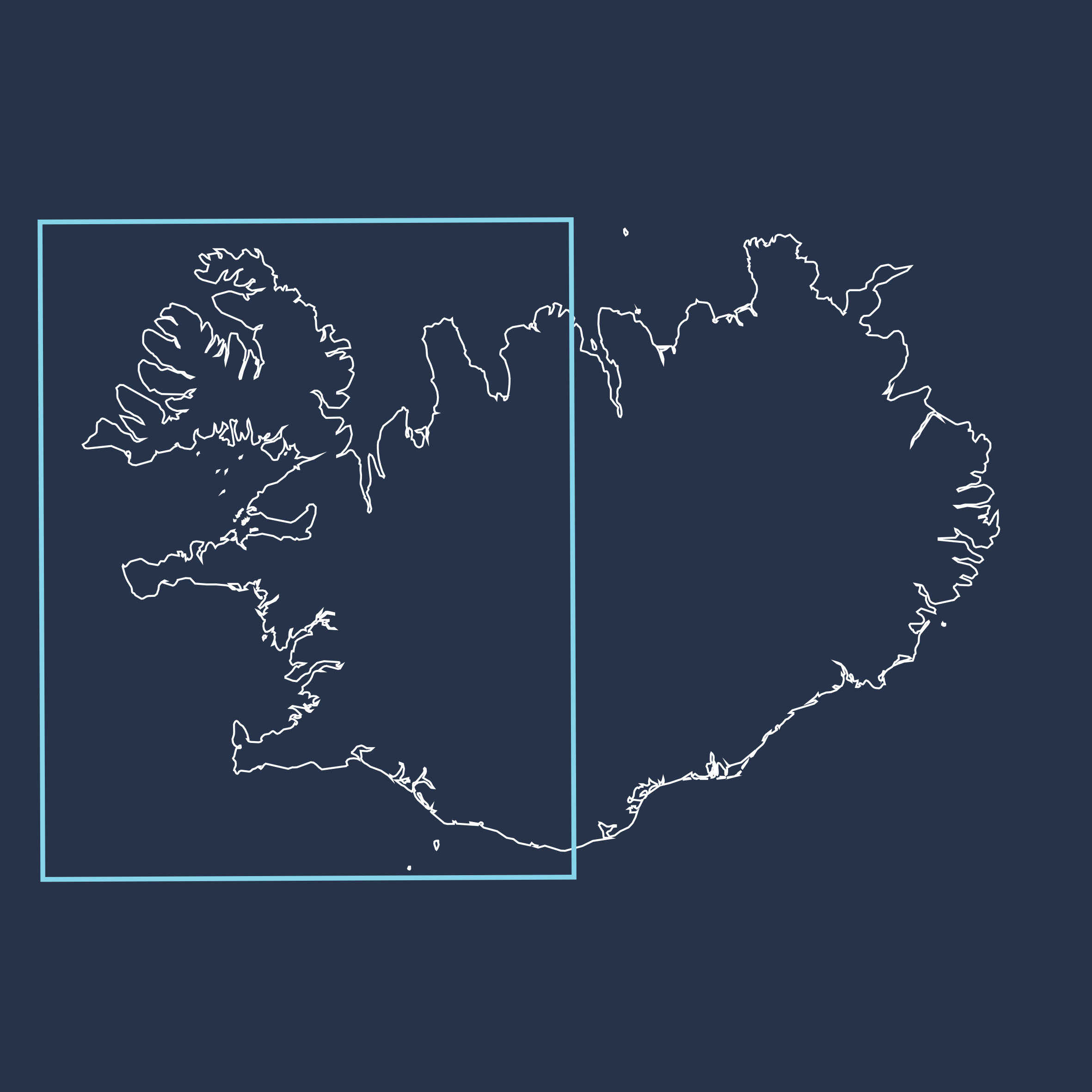 Carte fjords de l'Ouest en Islande