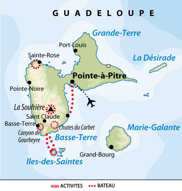 carte Guadeloupe - Multi-activités sur l'archipel guadeloupéen  UOUPLIB