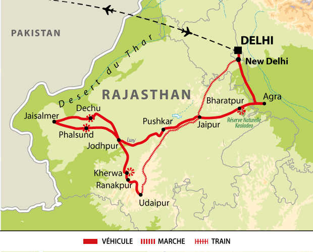 Carte Inde - Rajasthan, désert du Thar et palais des maharadjahs IRAJ14