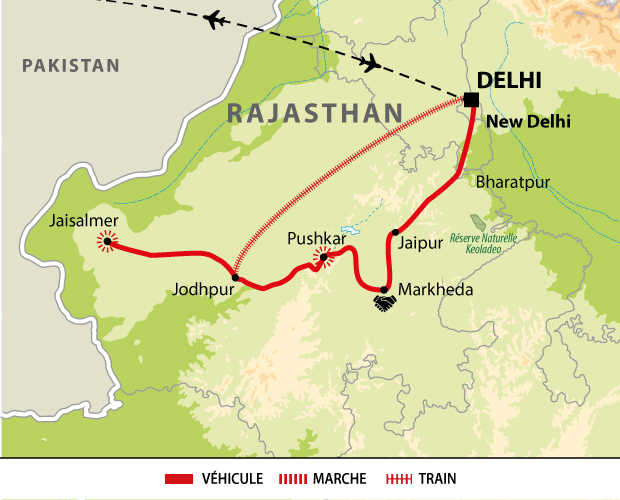 Carte Inde - Voyage Solidaire : splendeurs et déconnexion au Rajasthan SOLI