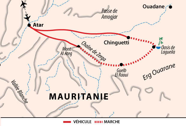 Carte itinéraire désert, Mauritanie