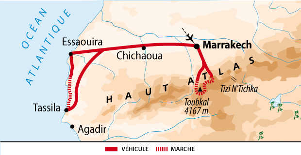 Itinéraire Toubkal, côte atlantique et riad d'Essaouira