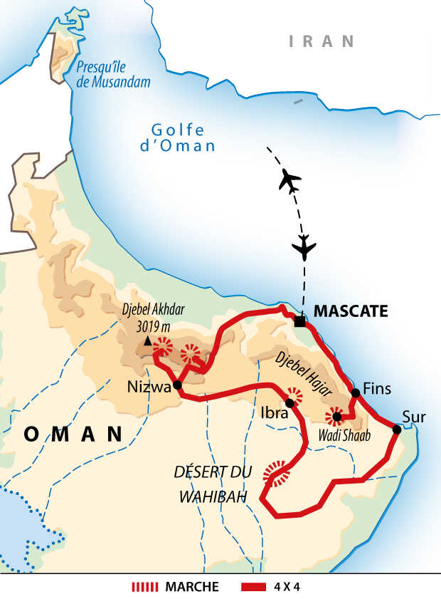 Carte itinéraire Oman