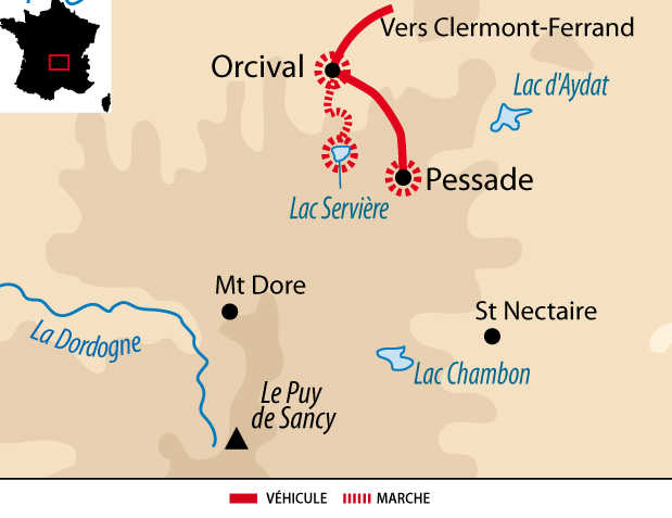 carte Massif Central - Rando raquettes sur les pentes des volcans d'Auvergne FBLAWEHI