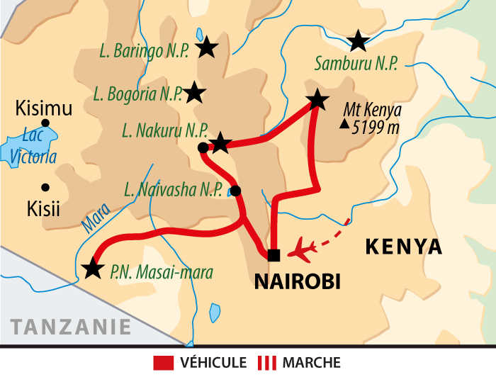 carte trek découverte du Kenya