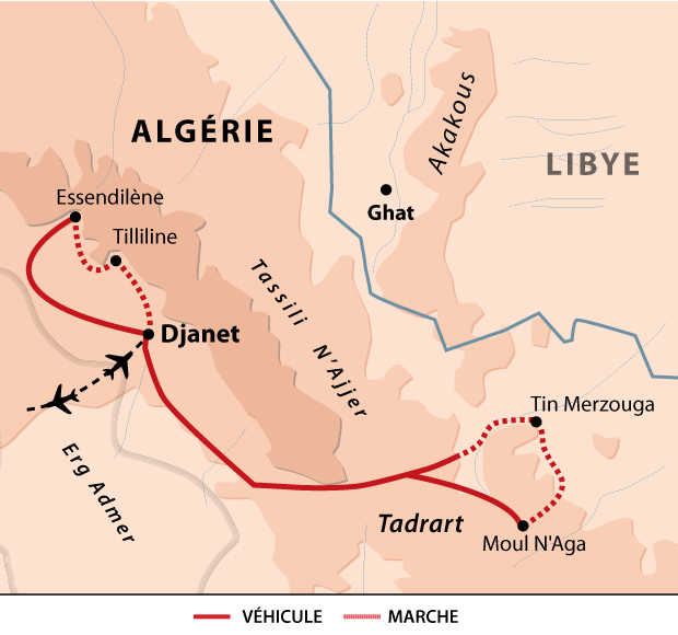 Carte Voyage Algérie Tadrart Essendilène