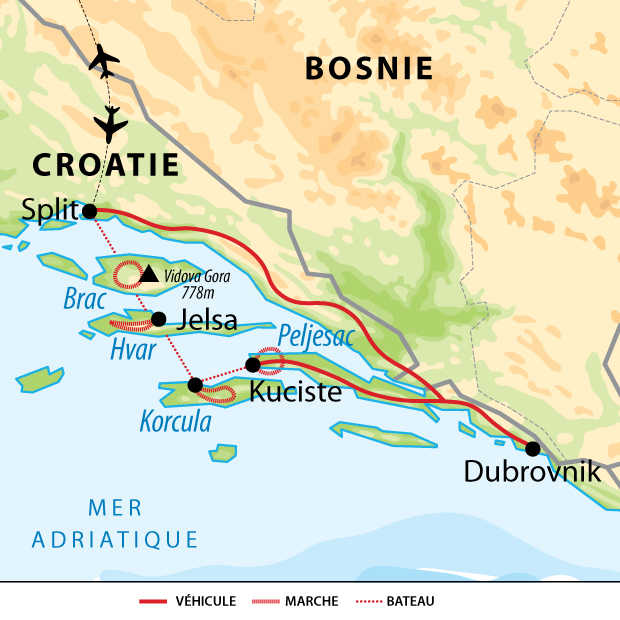 Carte voyage Croatie Adriatique