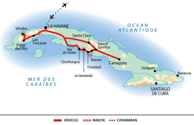 Carte voyage Cuba decouverte