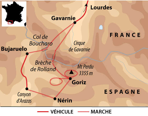 Carte voyage dans les Pyrénées en France