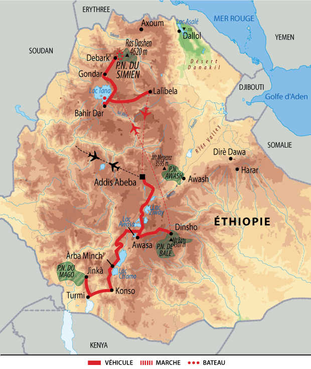 Carte voyage Ethiopie