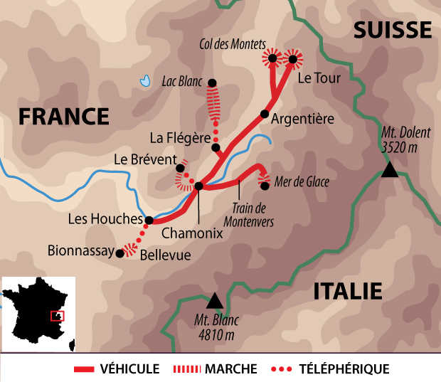 Carte voyage France Alpes Chamonix