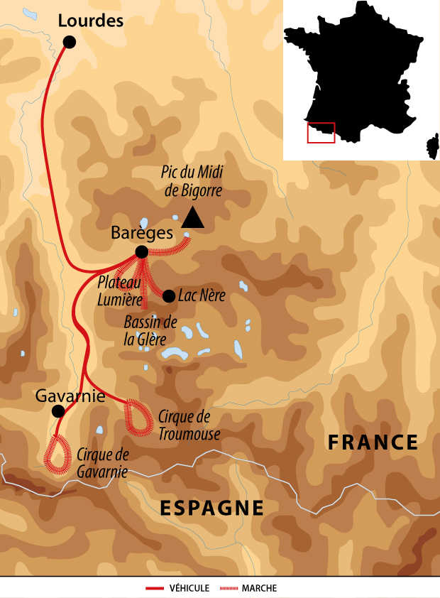 Carte voyage France Pyrenees Neouvielle Balneo