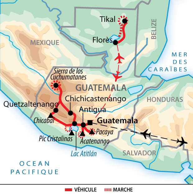 Carte Voyage Guatemala Ascension Randonnée