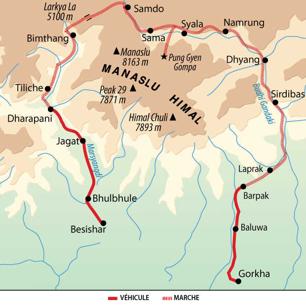 Carte voyage Népal Manaslu