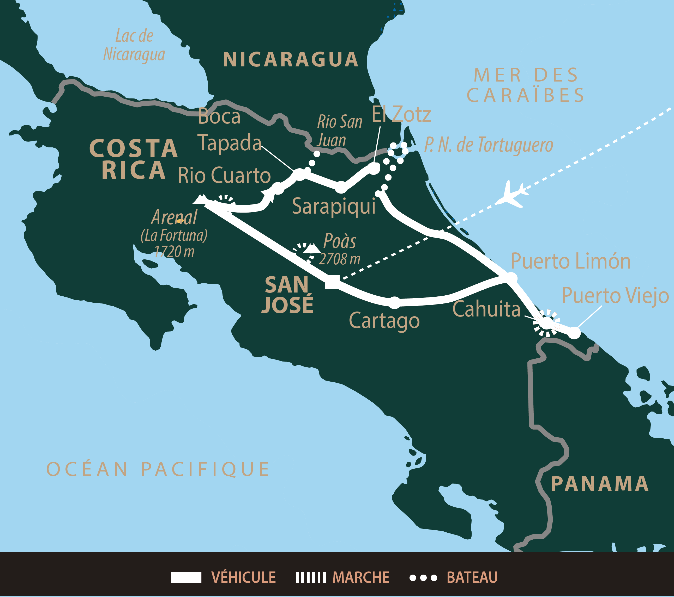 carte voyage ORIGINS au Costa Rica UCOSLO