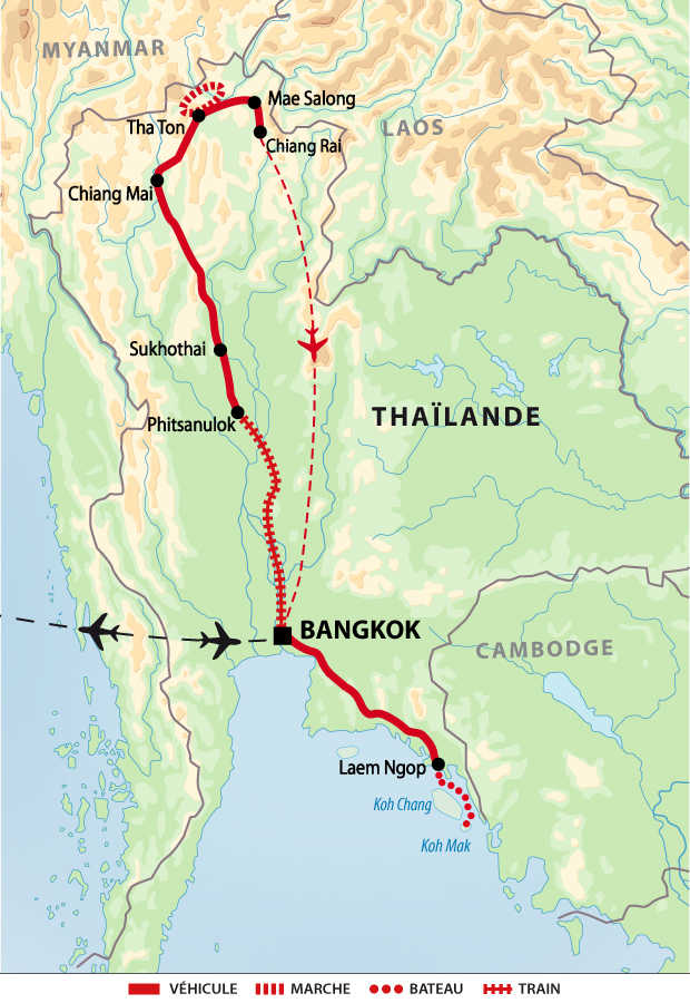 Itinéraire Balades en Thaïlande du Nord et détente au golfe du Siam