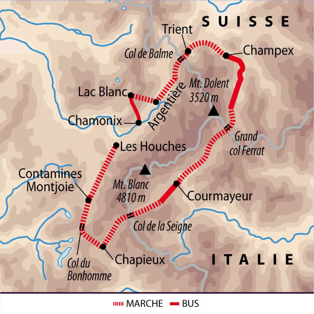 Trek itinérant : le mythique tour du Mont-Blanc 7 jours - Voyage France
