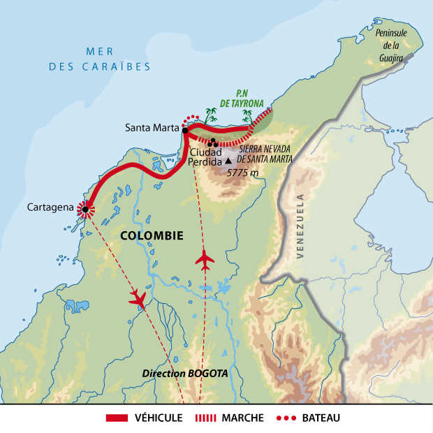 Itinéraire de trek en Colombie