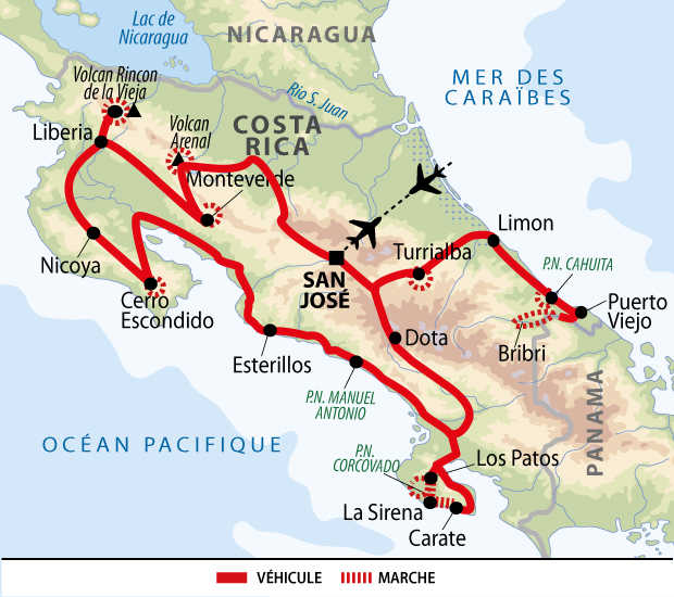 Itinéraire Randonnées tropicales du Guanacaste aux Caraibes