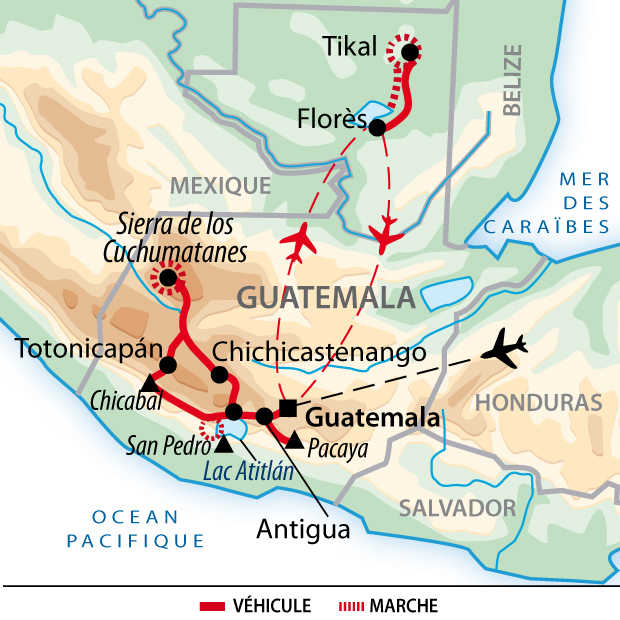 Itinéraire Trek en terre maya, entre jungle et volcans