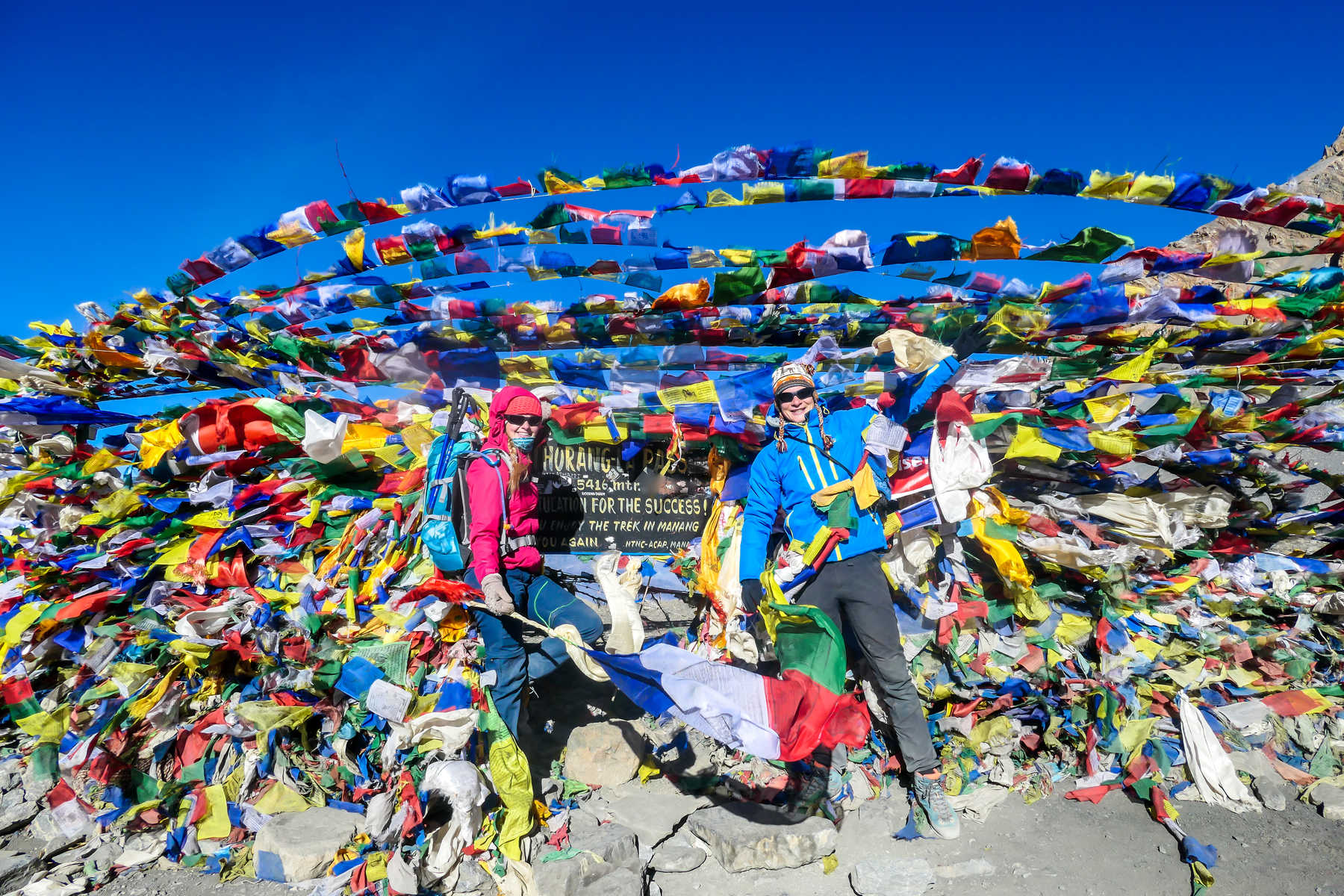 Arrivée au col du Thorong, Annapurnas, Népal © Arrivée au col du Thorong, Annapurnas, Népal